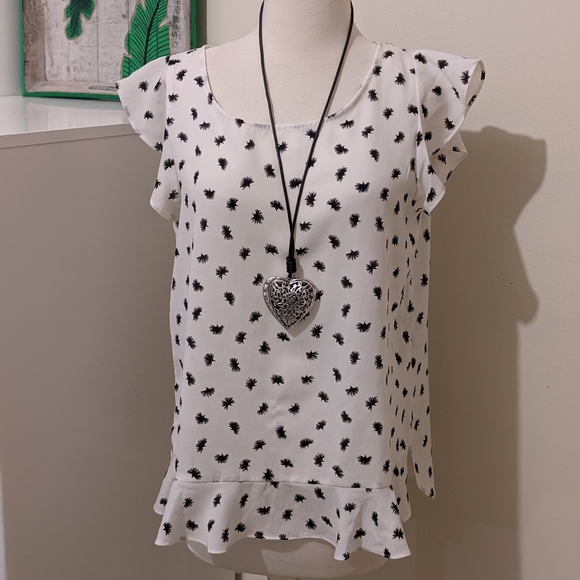 Loft Brushdot Peplum Shell Blouse Top M - Picture 4 of 5